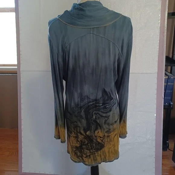 Parsley & Sage Women's Large Cowl Neck Crossover Hem Boho Long Sleeve Knit Tunic - Picture 3 of 10